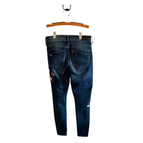 Express Womens Distressed Floral Embroidered Skinny Legging Jeans Size 0 Cotton - Picture 9 of 16